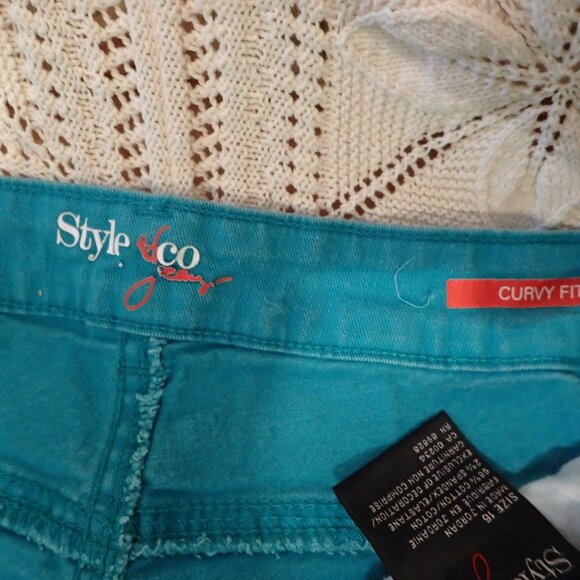 Women's Embellished Teal Crop Pants - Picture 3 of 9